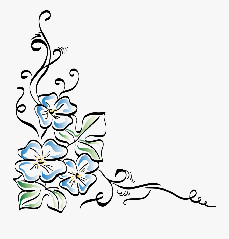 Flowers Corner Flower Nature Free Photo - Vector Flower Line Art Png, Transparent Clipart