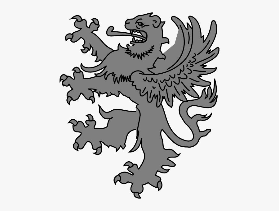 Grey Lion Svg Clip Arts - Winged Lion Coat Of Arms, Transparent Clipart