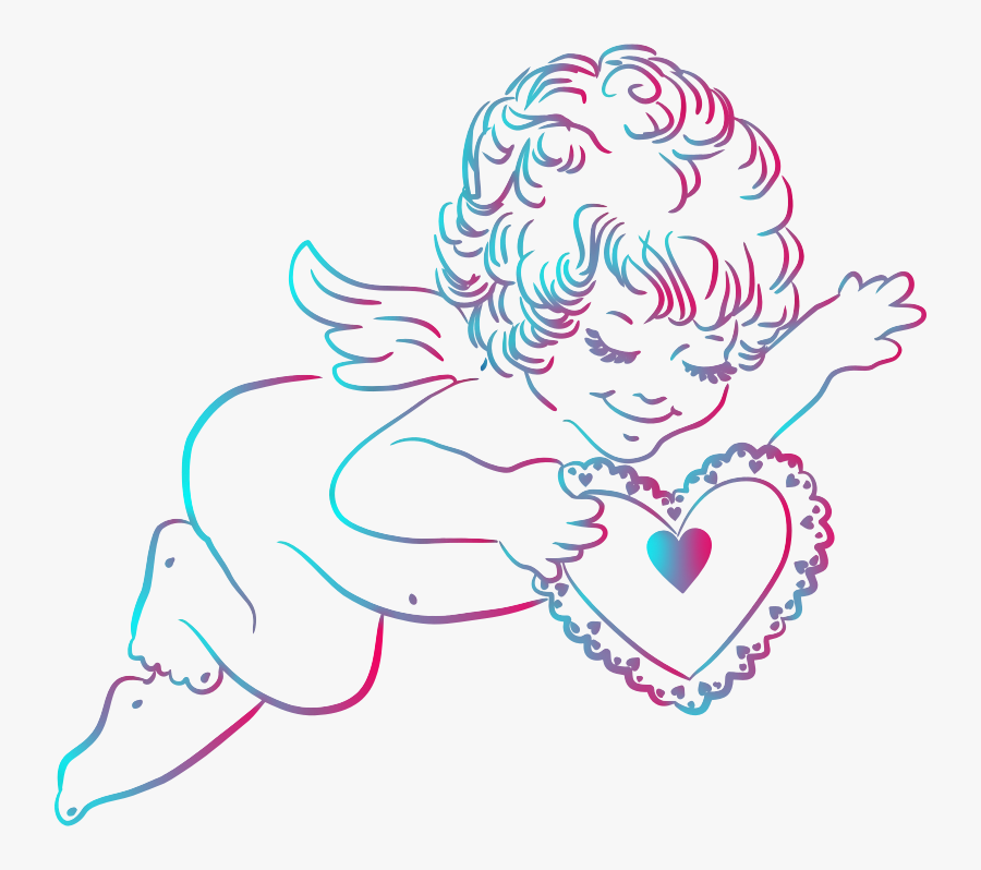 Little Angel - Draw An Angel With Heart, Transparent Clipart