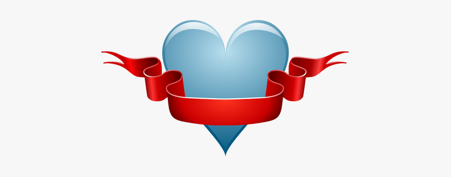 Vector Illustration Of Heart And Ribbon - Ribbon Clip Art, Transparent Clipart