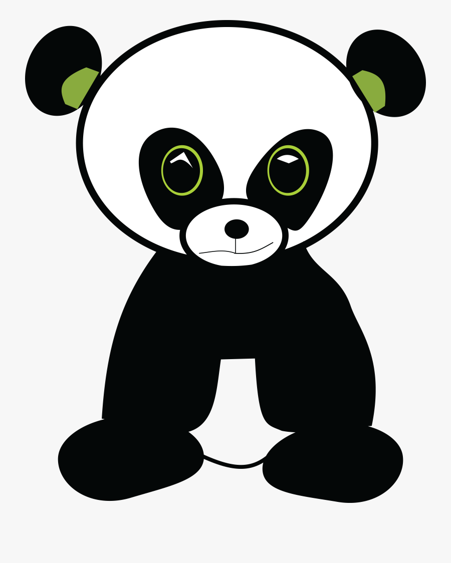 Free Clipart Of A Cute Green Eyed Panda - Cute Cartoon Panda Green Eyes, Transparent Clipart