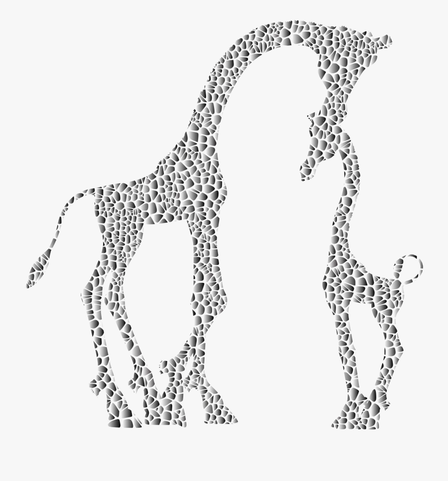 Coloring Clipart Giraffe - Cartoon Giraffe Mom And Baby, Transparent Clipart