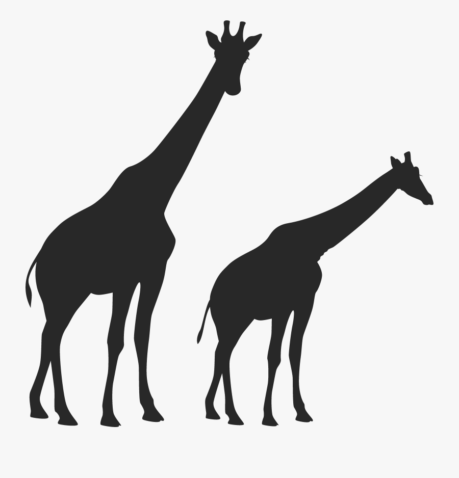 Transparent African Animals Clipart - Two Giraffe Picture Black And White, Transparent Clipart