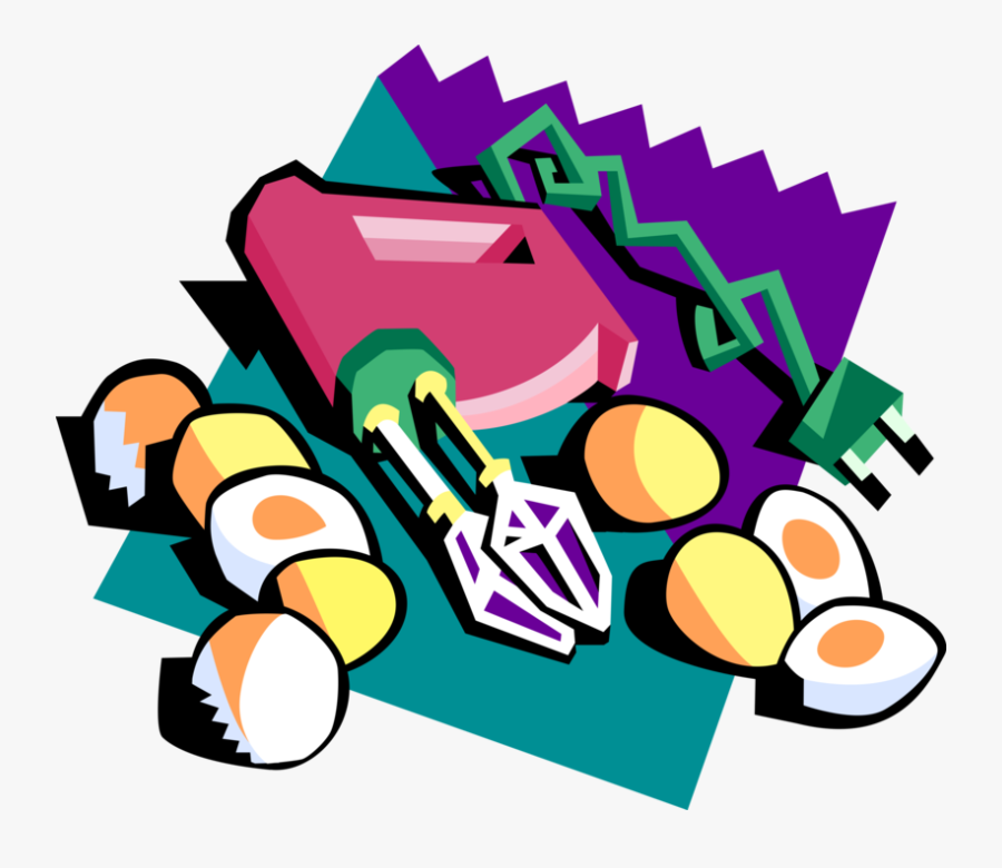 Vector Illustration Of Electric Hand Mixer Egg Beater, Transparent Clipart