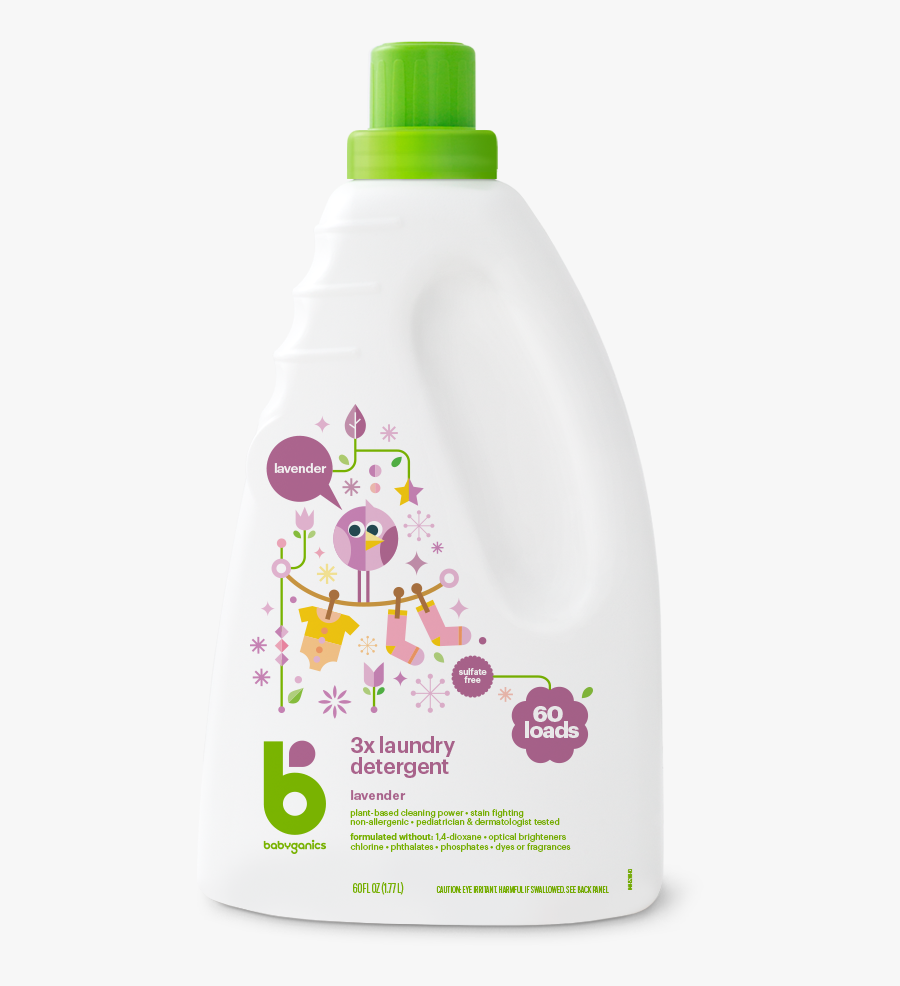 Transparent Dish Soap Clipart - Babyganics Laundry Detergent Lavender 60oz, Transparent Clipart