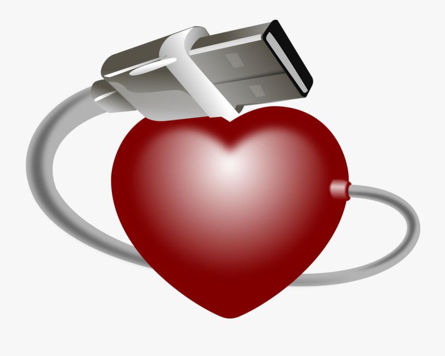 Heart,love,red - Usb Plug, Transparent Clipart