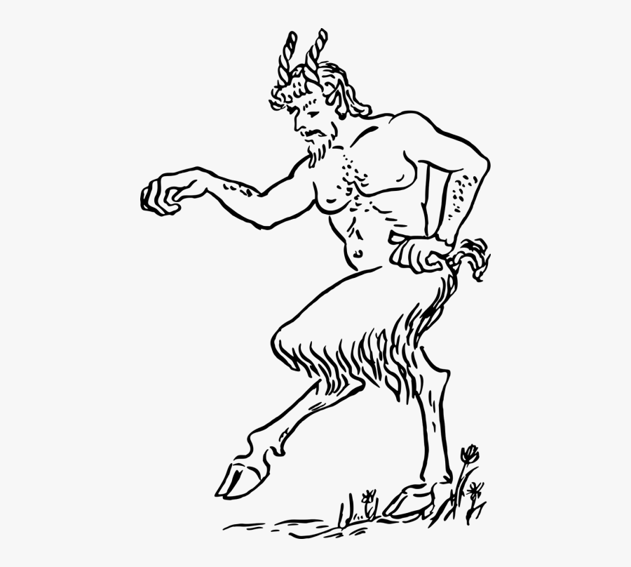 Faun Goat Man - Faun Black And White, Transparent Clipart
