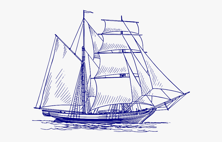 Ship On Water Drawing, Transparent Clipart
