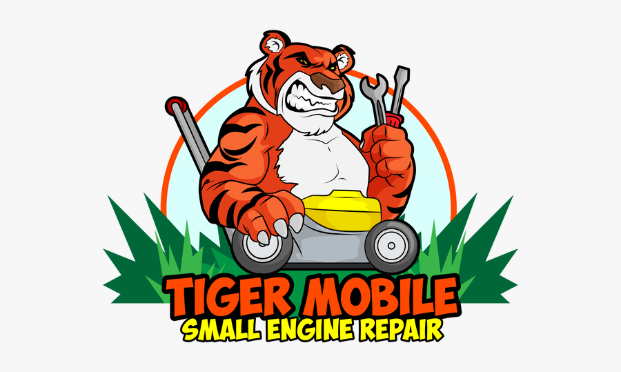 Cartoon Tiger On Mower, Transparent Clipart