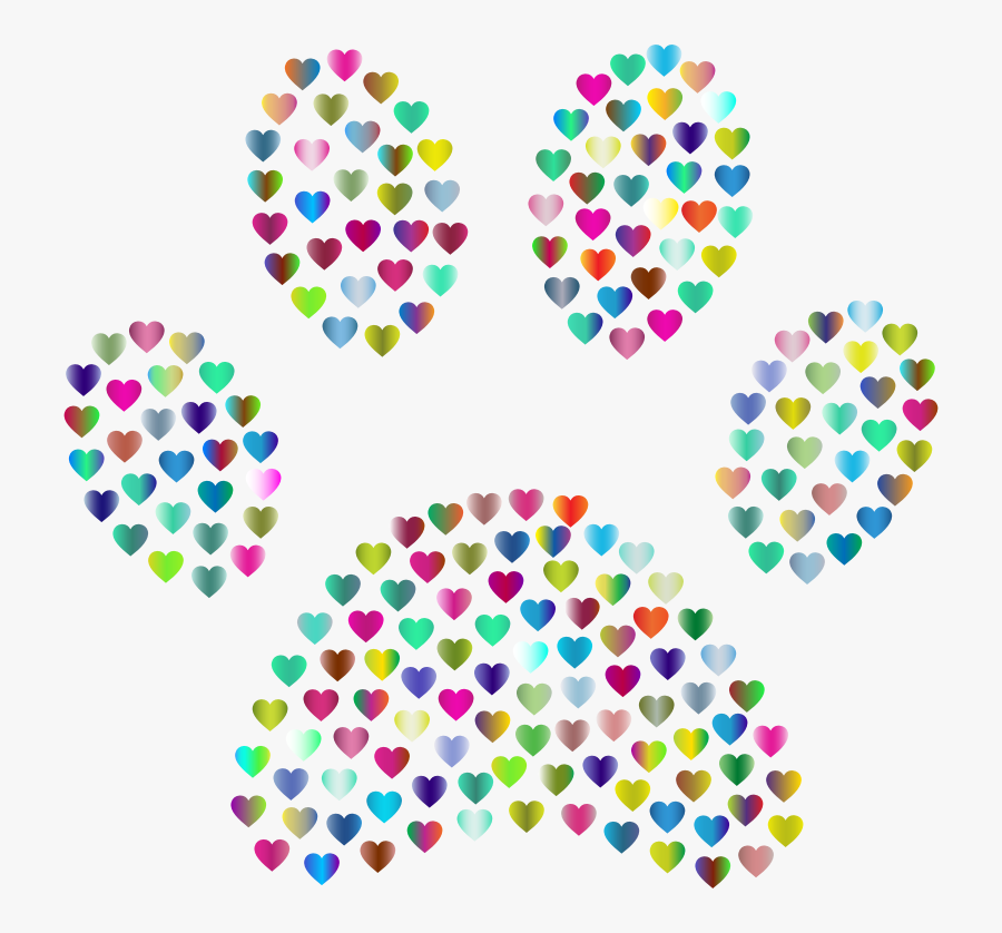 Paw Print Hearts Polyprismatic - Circle, Transparent Clipart