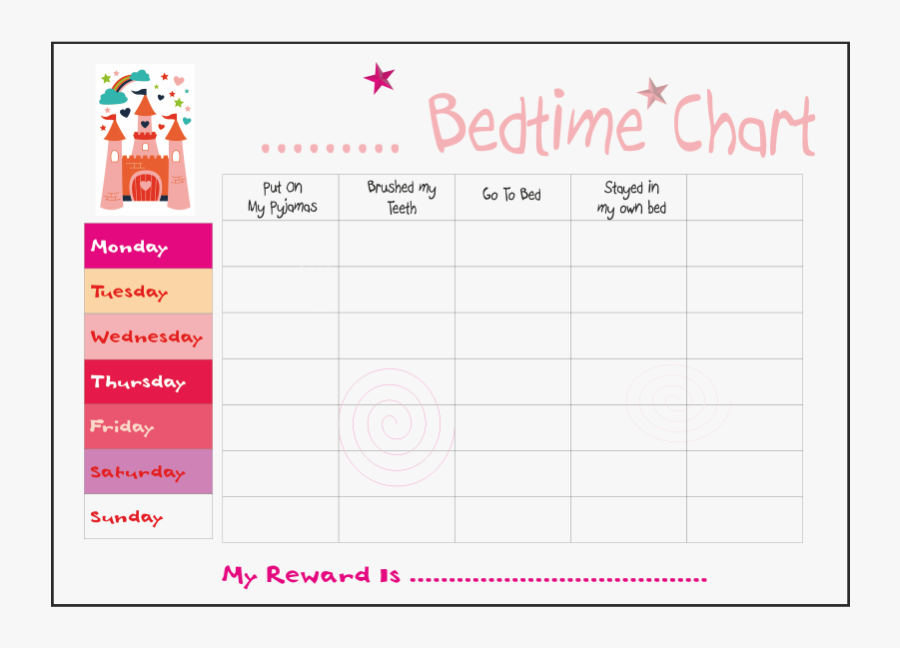 Transparent Girl Go To Bed Clipart - Bedtime Chart For Girls, Transparent Clipart