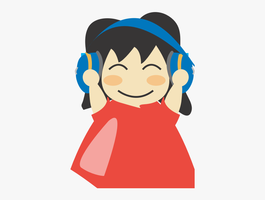 Girl With Headphones Vector Drawing - Listen To Music Clipart Png, Transparent Clipart
