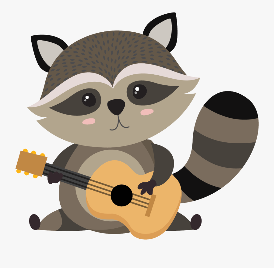 Raccoon Playing Ukulele, Transparent Clipart