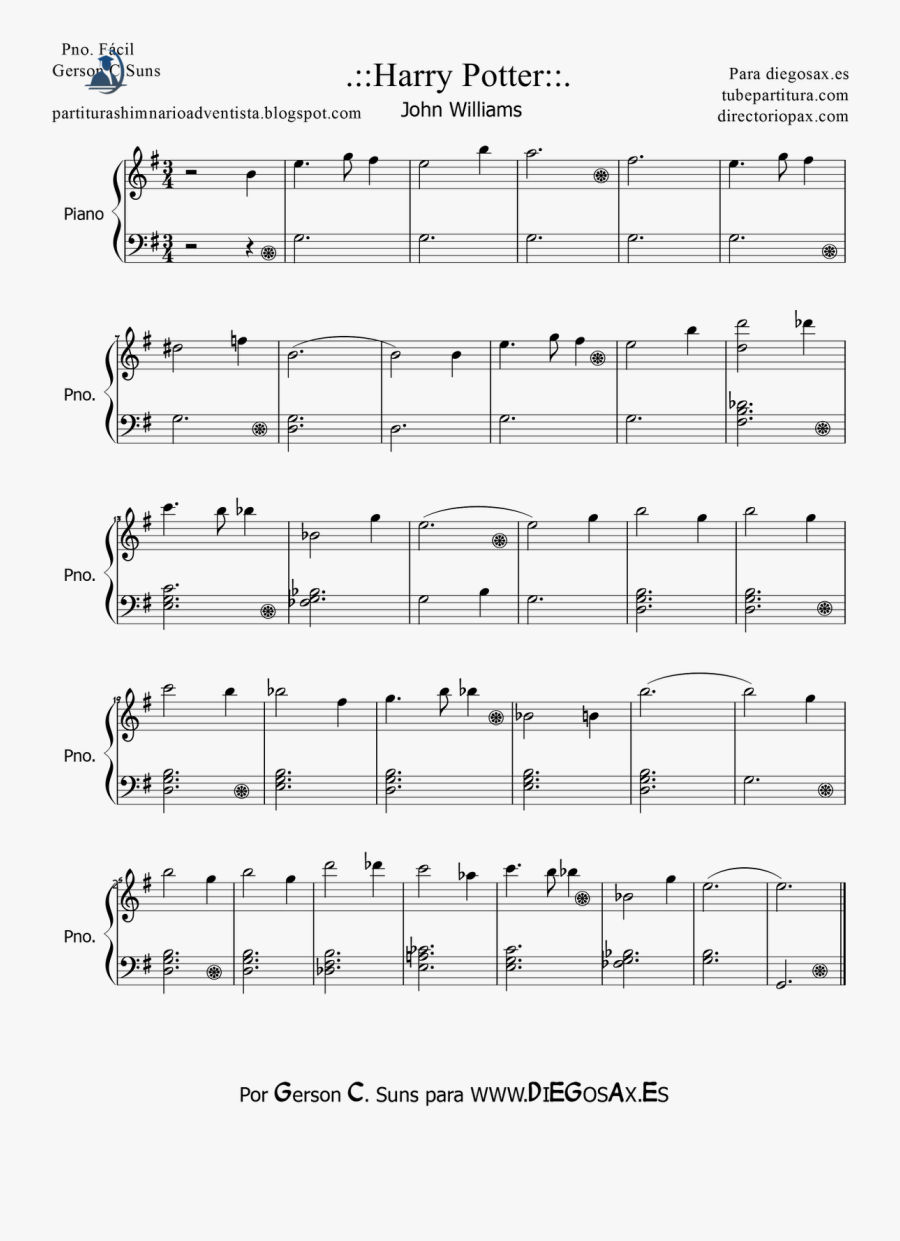 Transparent Piano Notes Clipart - Partitura Harry Potter Piano, Transparent Clipart