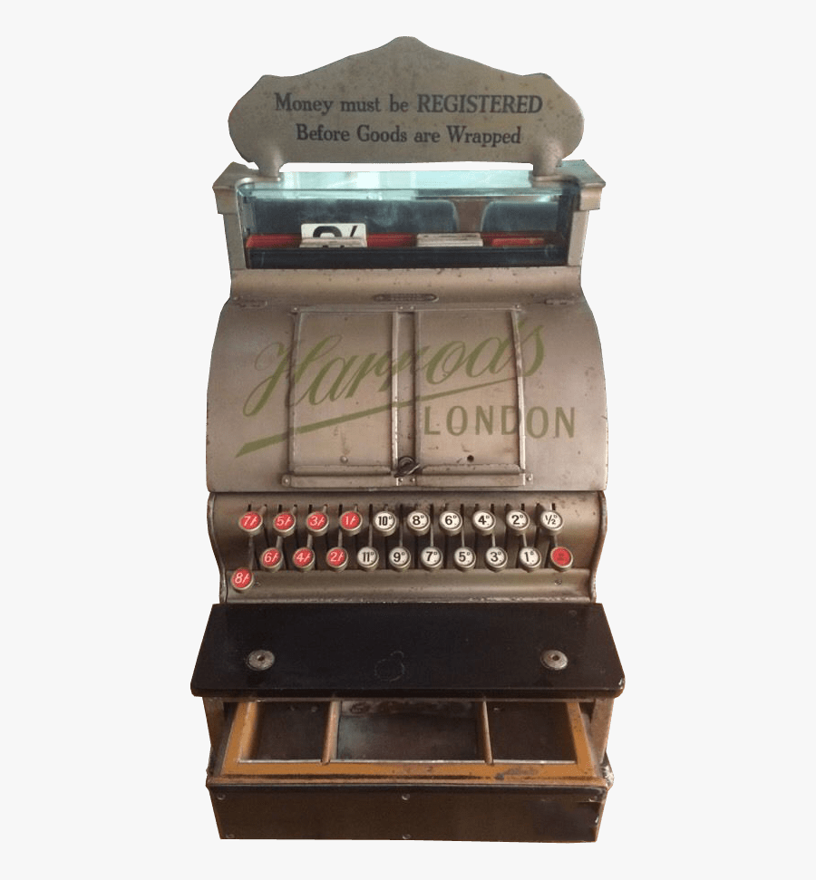 Vintage Harrods Cash Register - Cash Register, Transparent Clipart