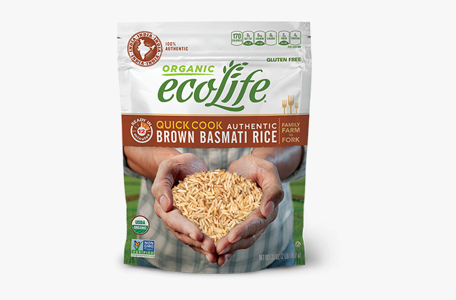Cereals Flours Grains Beans - Organic Ecolife Brown Basmati Rice, Transparent Clipart
