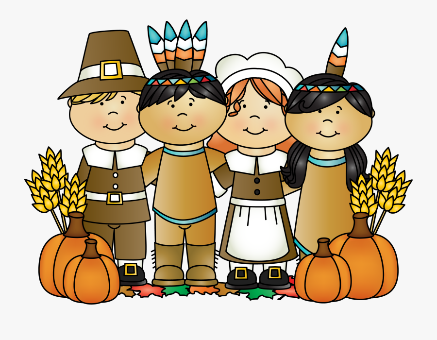 Pilgrim Cliparts - Thanksgiving Indian And Pilgrims, Transparent Clipart