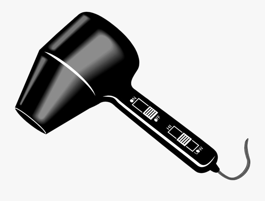 Blow Dryer Clipart Black And White - Hair Dryer Transparent Background, Transparent Clipart