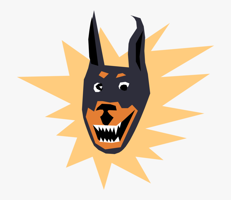 Vector Illustration Of Angry Doberman Guard Dog - Illustration, Transparent Clipart
