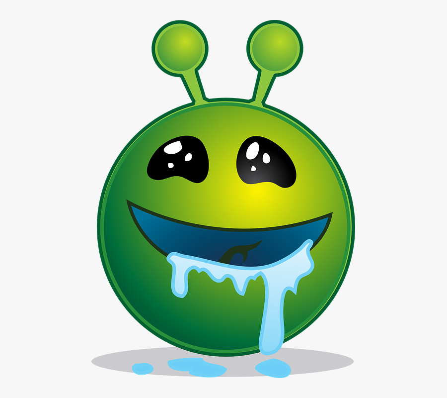 Green Alien Smiley, Transparent Clipart