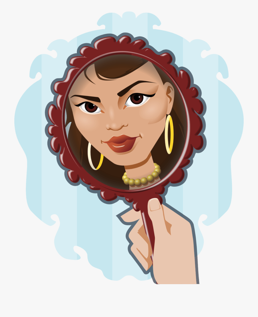 Girl Looking In The Mirror Cartoons, Transparent Clipart