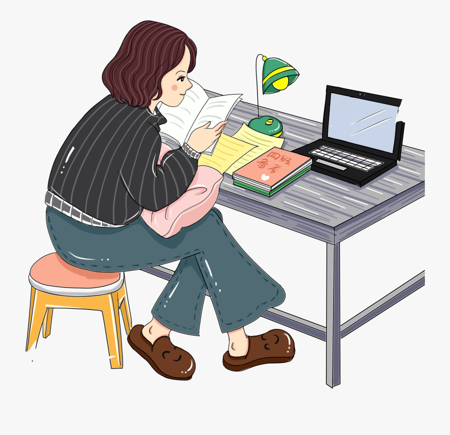 Transparent Girl Sitting At Desk Clipart, Transparent Clipart