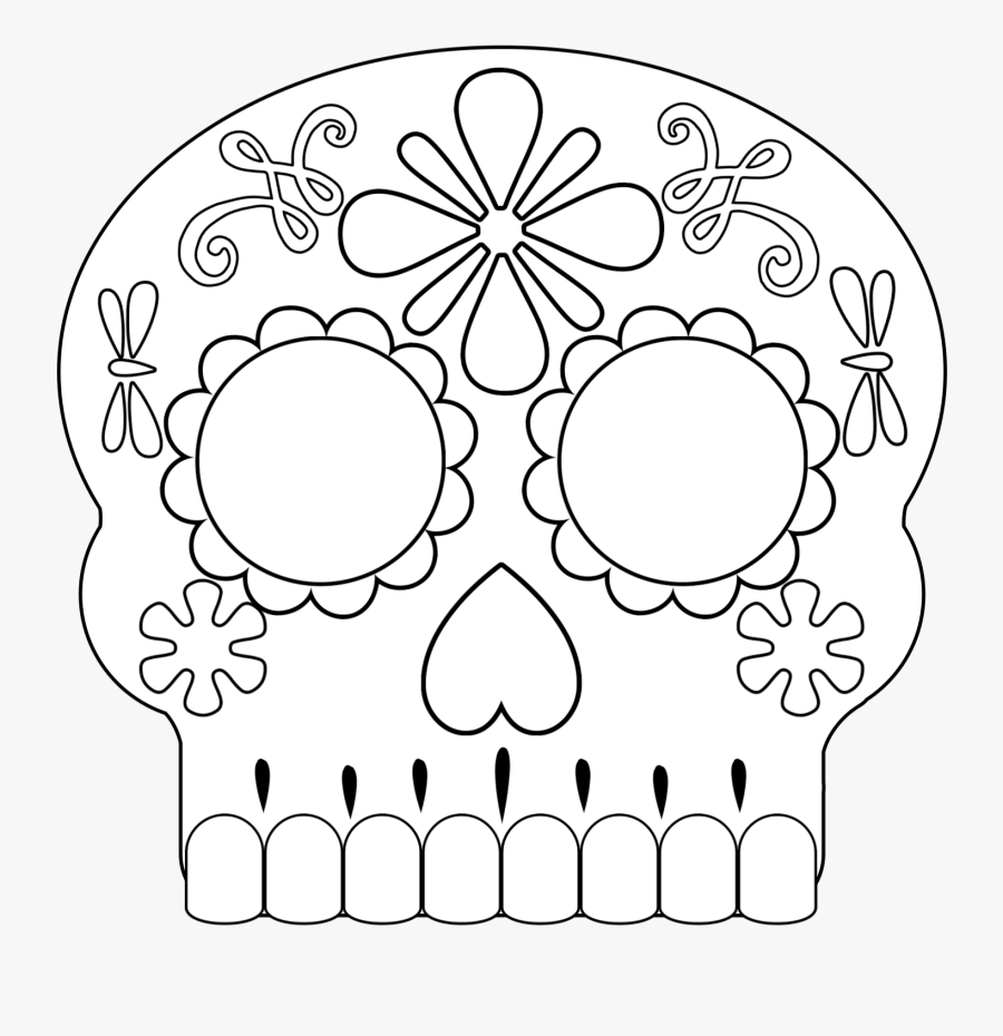 Transparent Dia De Los Muertos Clipart - Printable Sugar Skull Mask Template, Transparent Clipart