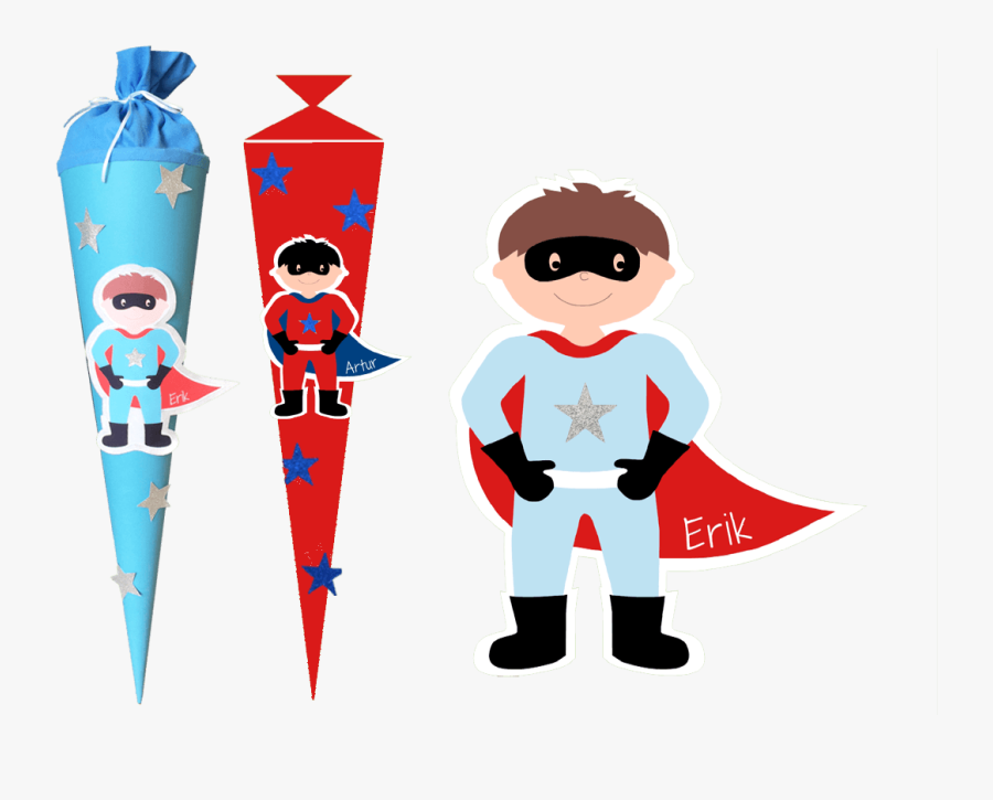 Geschwistertüte Superheld Mit Namen Online Bestellen - Schultüte Superhelden Basteln, Transparent Clipart