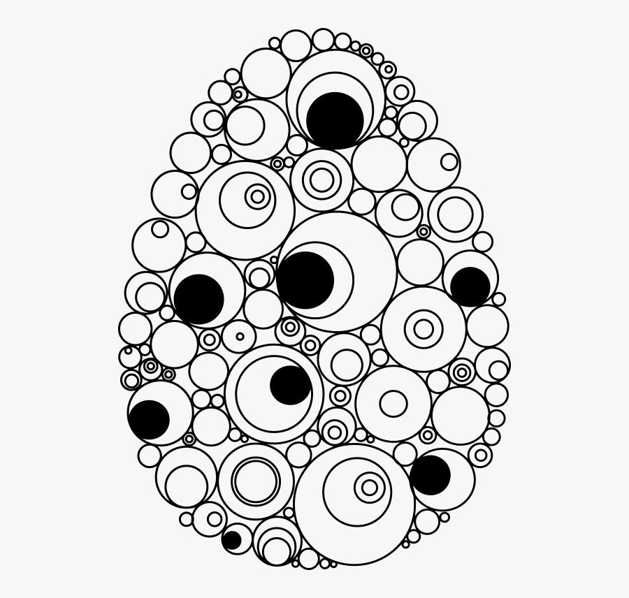 Osterei Mit Küken Clipart Schwarz Weiß - Albero Di Natale Con I Cerchi Da Colorare, Transparent Clipart