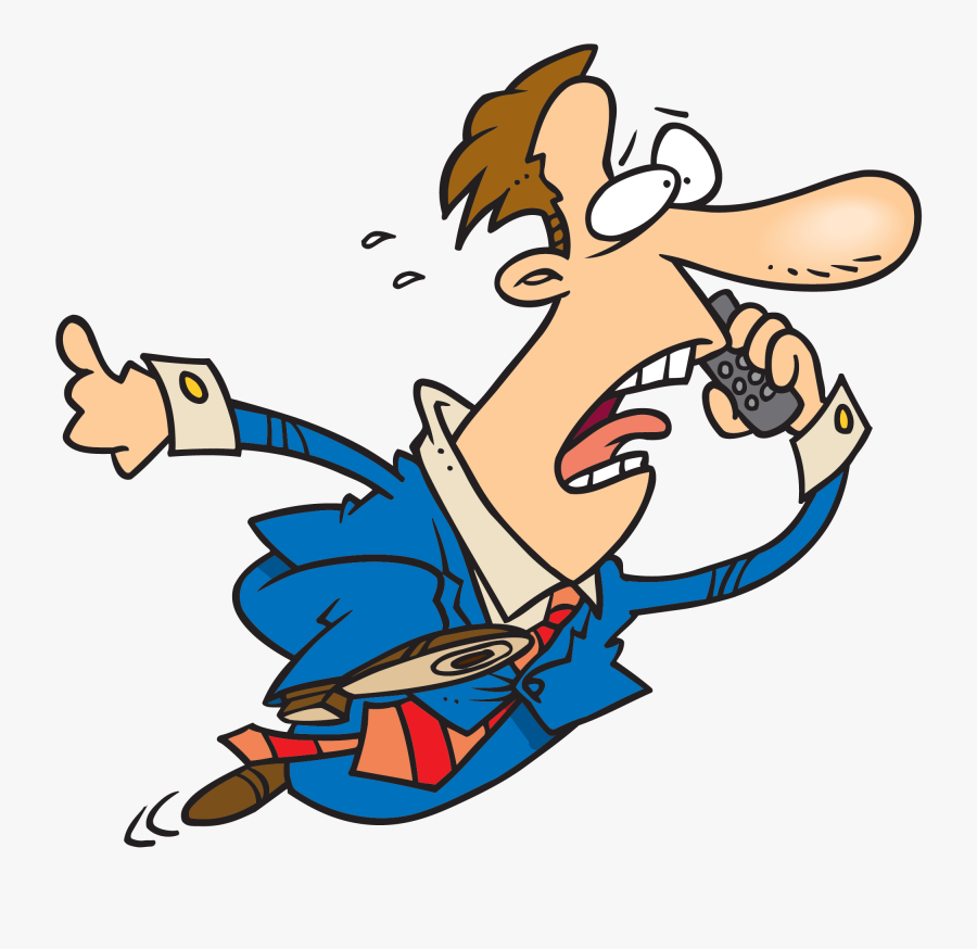 Danger Clipart Careless Person - Man Running On Phone Cartoon, Transparent Clipart