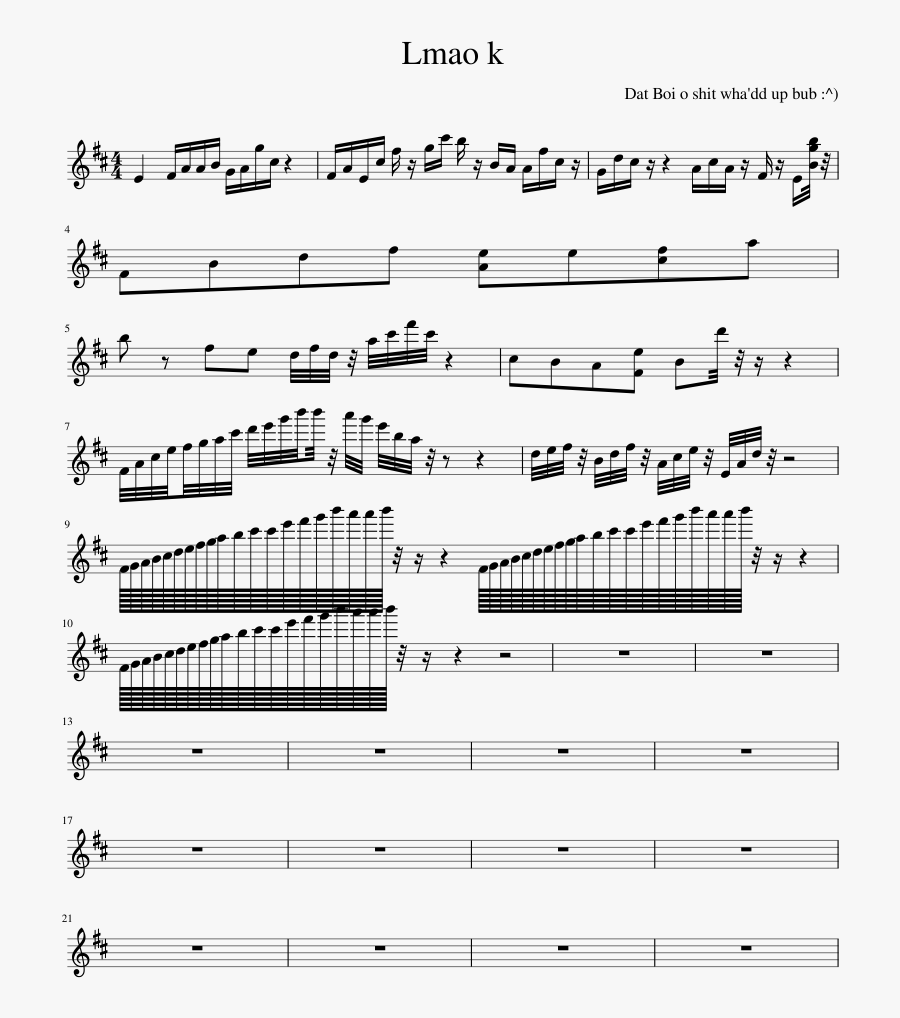 Lmao K Sheet Music Composed By Dat Boi O Shit Wha"dd - Sheet Music, Transparent Clipart