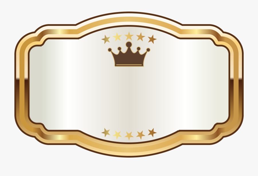 White Label With Gold Crown Png Clipart Image - Gold And White Labels, Transparent Clipart