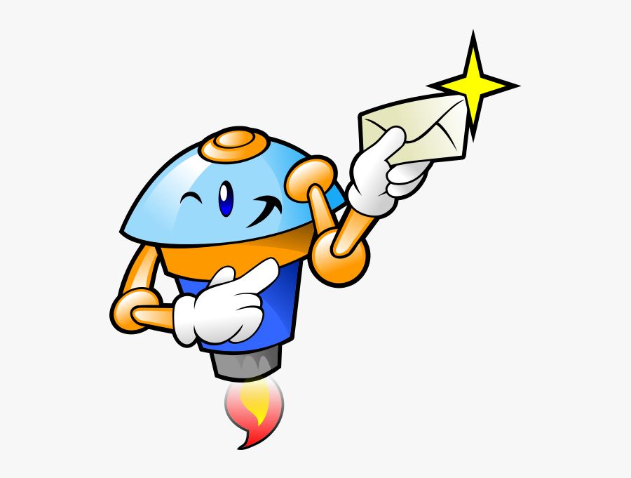 Robot Mascot Delivering Mail - Kids Story Writing, Transparent Clipart
