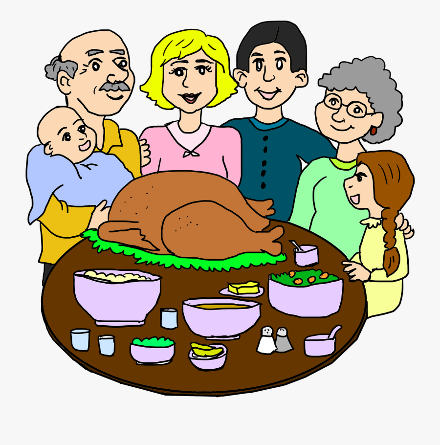 Family Thanksgiving Dinner Clipart, Transparent Clipart