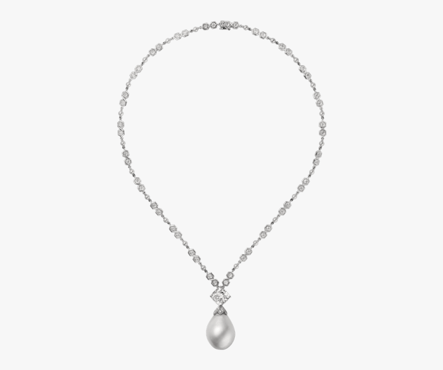 Diamond With Pearl Png - Necklace, Transparent Clipart
