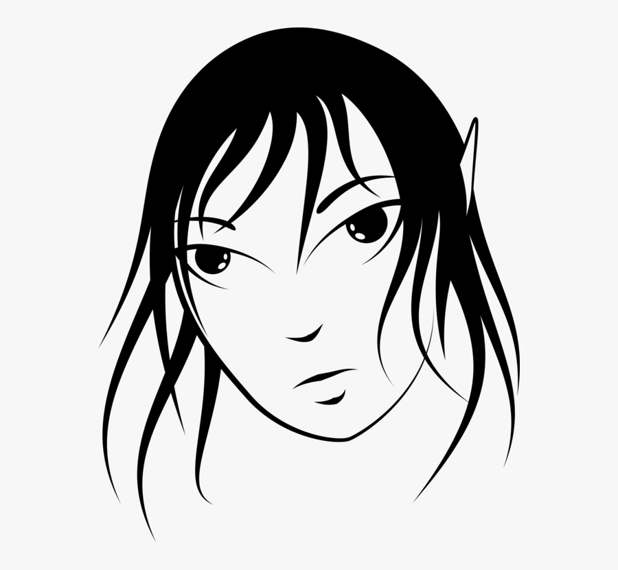 Emotion,hairstyle,art - Clipart Elf Pictures Black And White, Transparent Clipart