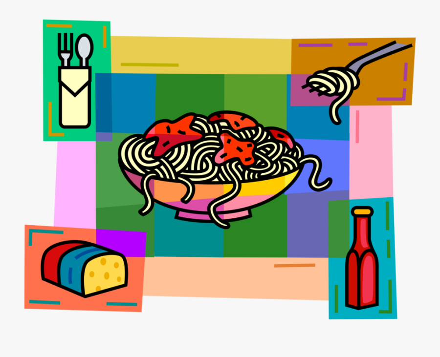 Vector Illustration Of Bowl Of Spaghetti Pasta With, Transparent Clipart