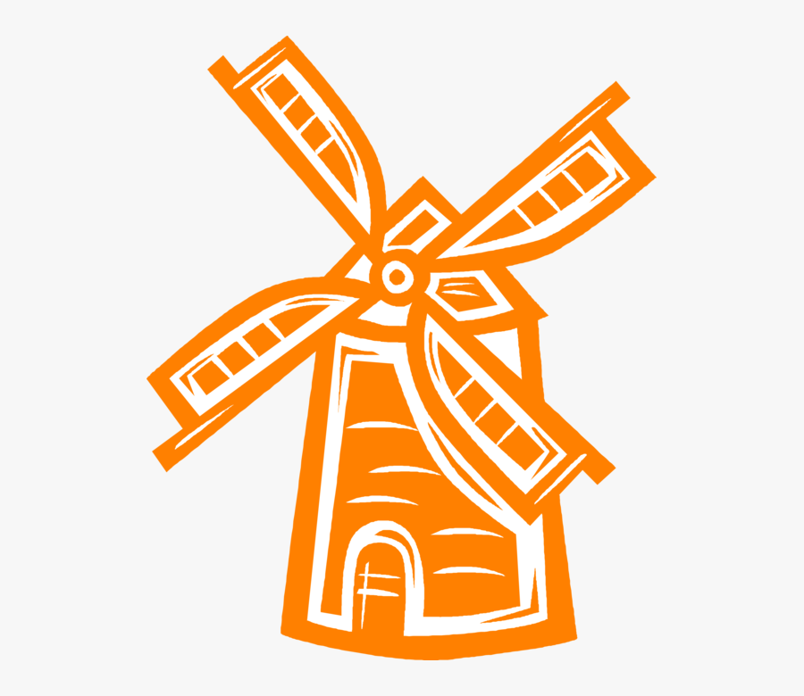 Vector Illustration Of Dutch Windmill In The Netherlands, - Dutch Windmill Vector, Transparent Clipart