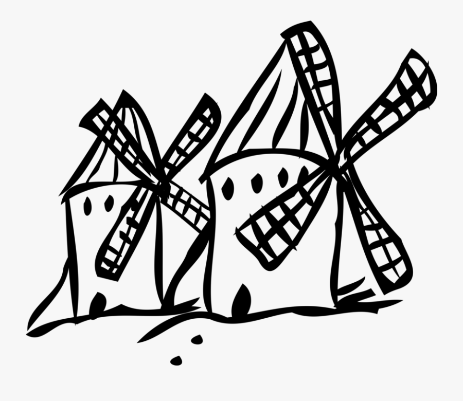 Vector Illustration Of Dutch Windmill In The Netherlands,, Transparent Clipart