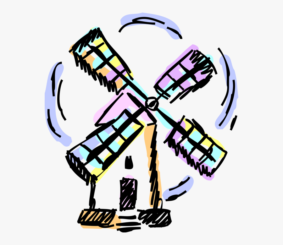 Vector Illustration Of Dutch Windmill In The Netherlands, - Moinhos De Vento Png, Transparent Clipart