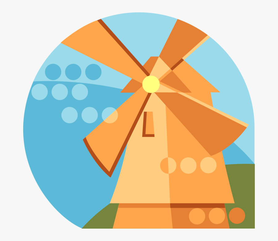 Vector Illustration Of Dutch Windmill In The Netherlands,, Transparent Clipart
