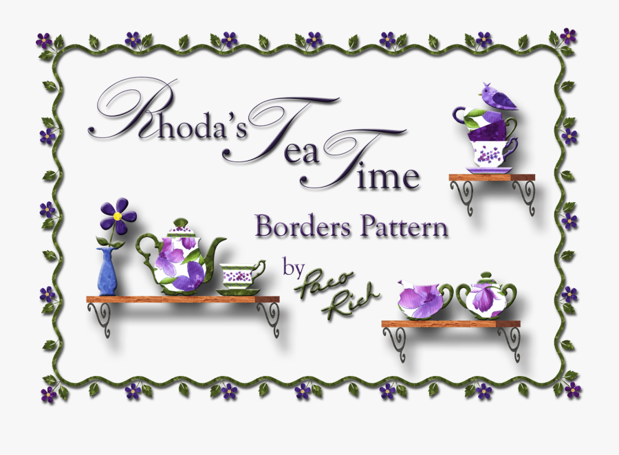Teatime Border, Transparent Clipart