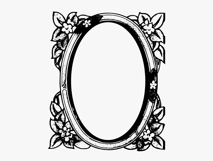 Circular Flower Mirror Frame Vector Image - Cartoon Mirror Black And White, Transparent Clipart