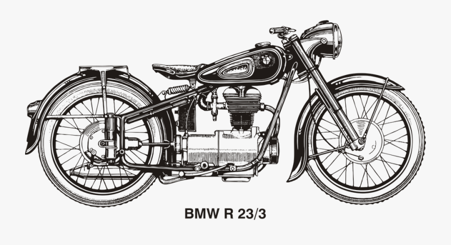 Bmw Vintage Motorcycle Drawing, Transparent Clipart