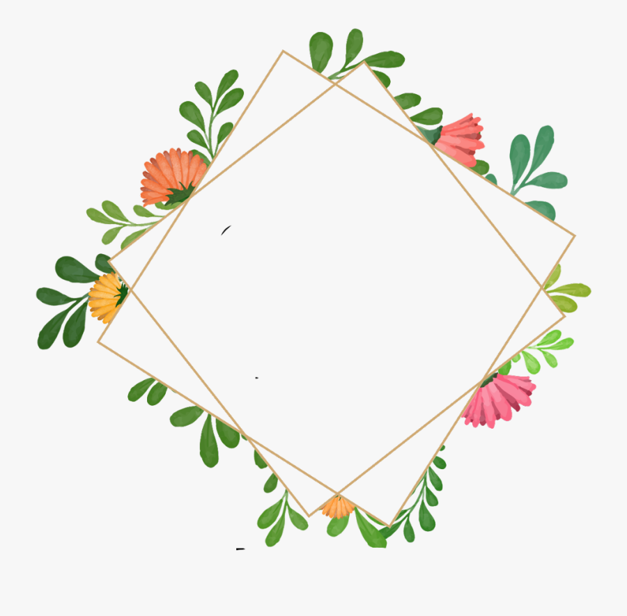#flowers #geometricshapes #geometric #frame #border - Transparent Background Watercolor Flower Border, Transparent Clipart