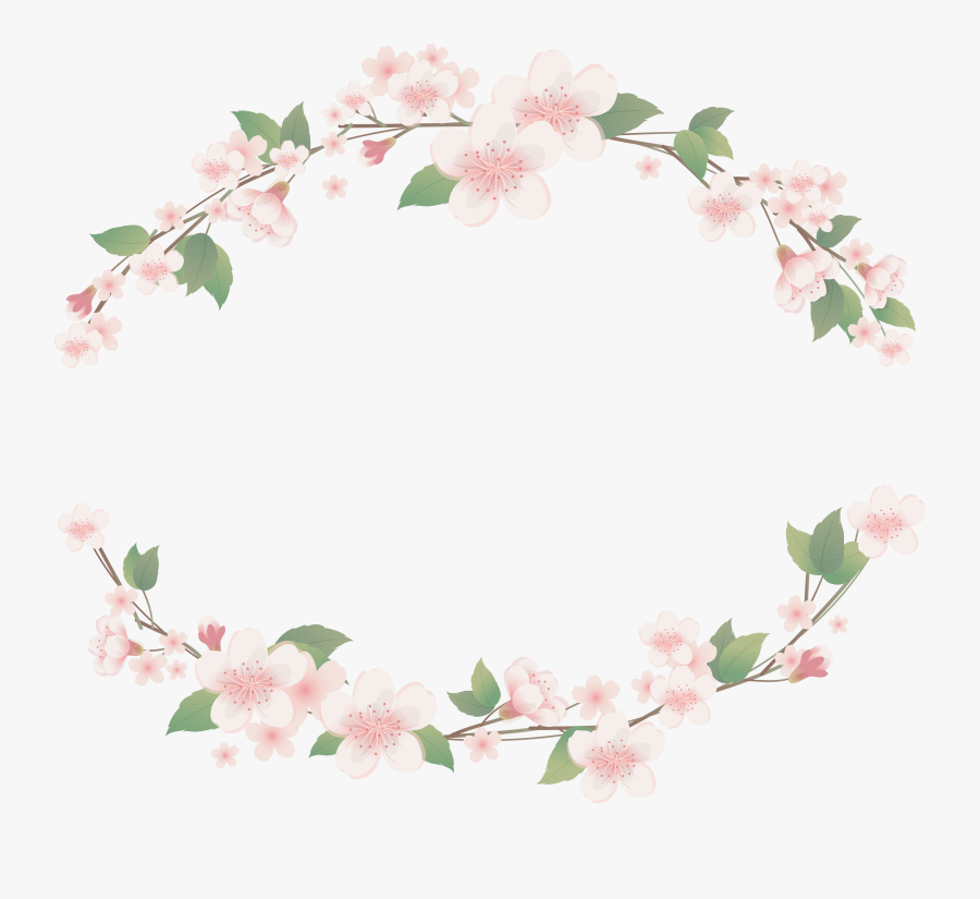 Wreath Drawing Cherry Blossom - Floral Frame Clipart Png, Transparent Clipart