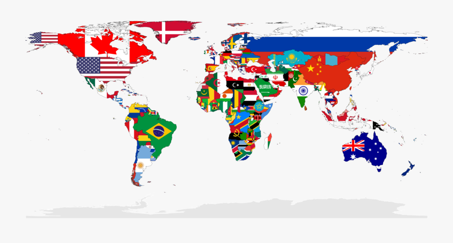 Graphic Design,world,flag - Flag Map Of The World, Transparent Clipart