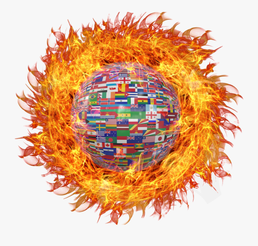 Globe With World Flags On Fire Png Image - Portable Network Graphics, Transparent Clipart