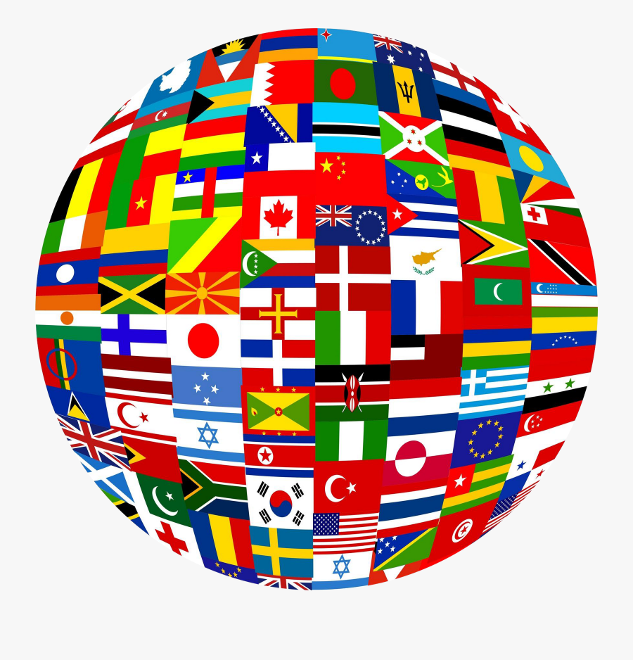 Vector Flag Globe - World With Country Flags, Transparent Clipart