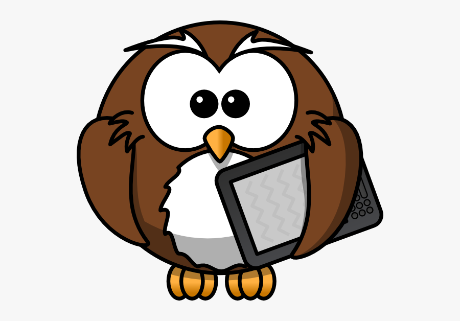 Owl With Tablet Svg Clip Arts - Owl Cartoon, Transparent Clipart
